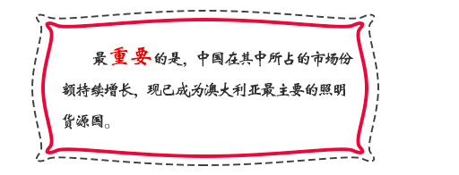 最重要的是，中國在其中所占的市場份額持續(xù)增長，現(xiàn)已成為澳大利亞最主要的照明貨源國。